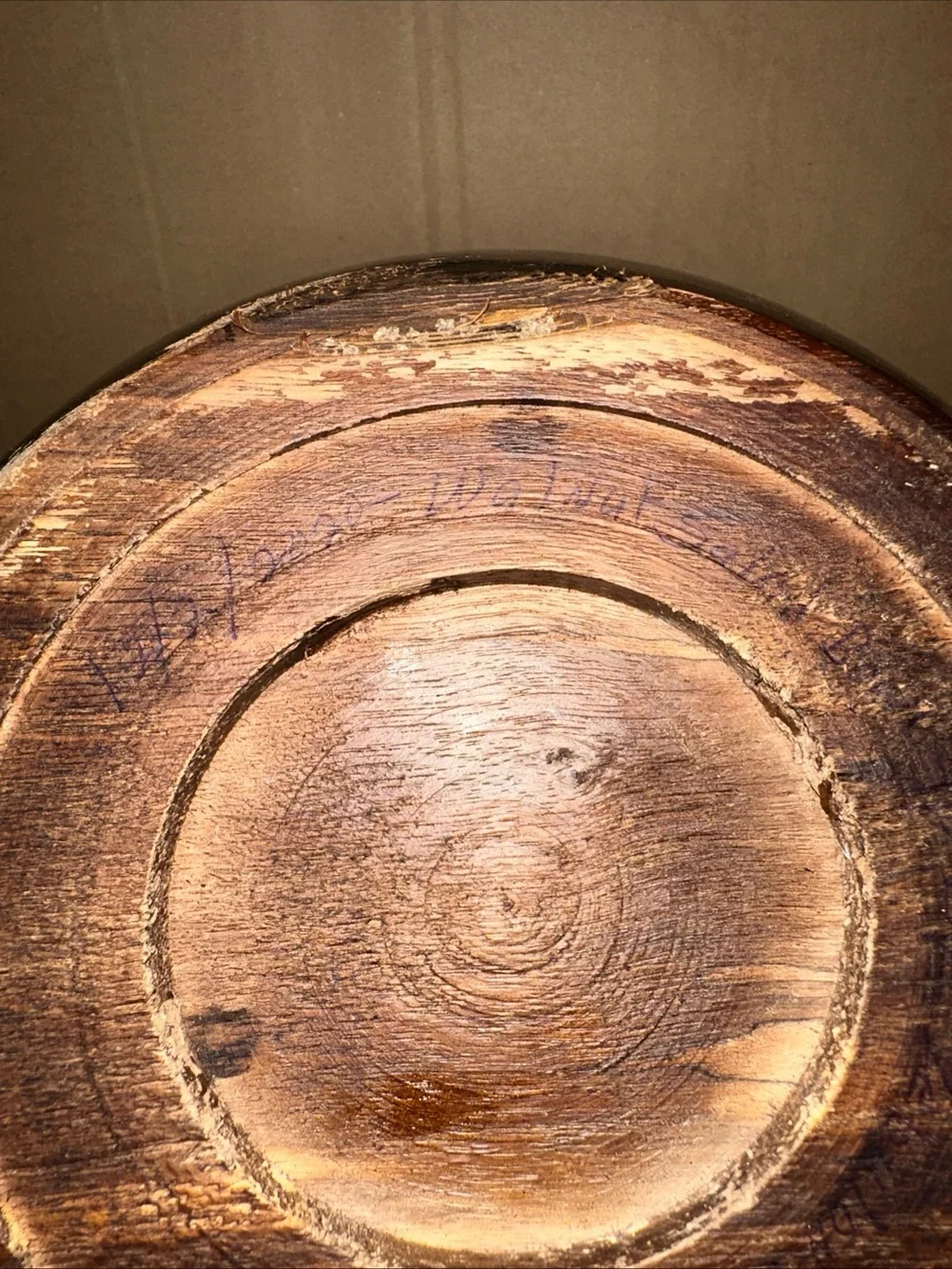 Hand-Finished Brown Wooden Serving Bowl - Classic Dining Accent signed